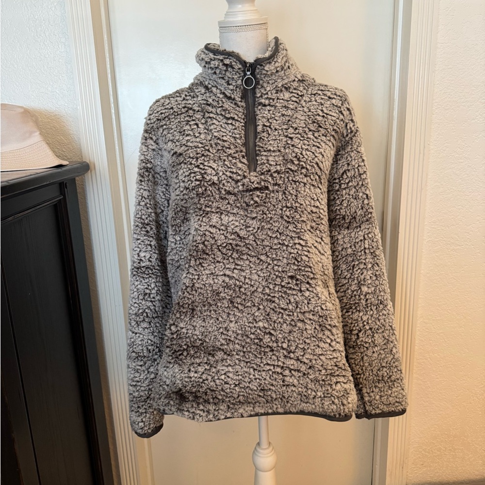 Thread & Supply Gray Turtleneck Sherpa Jacket